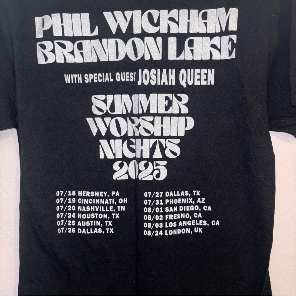 Phil Wickham & Brandon Lake Summer Worship Nights 2025 Graphic Tee - Black - Picture 4 of 5